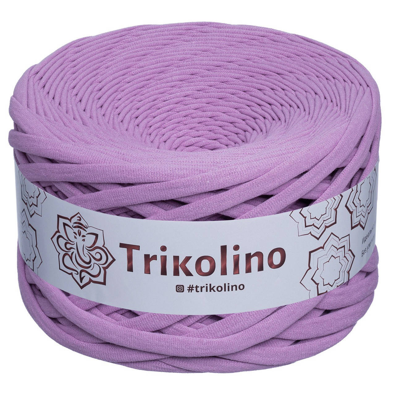 

Трикотажна пряжа Trikolino, ширина нитки 7-9 мм., довжина мотка 50 м., Лаванда