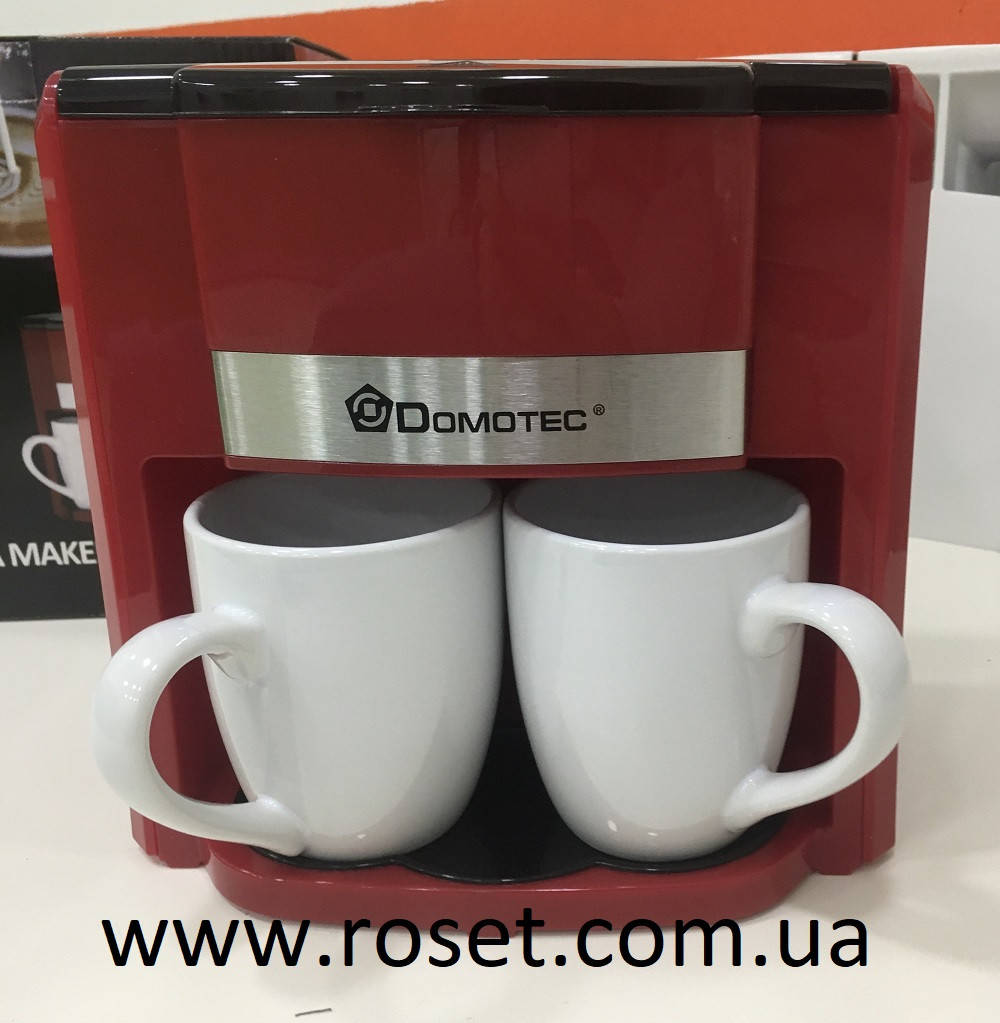 

Кофеварка Domotec MS-0705 Red + 2 керамические чашки
