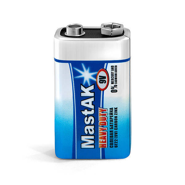 

Батарейка MastAK Heavy Duty 9V/6F22