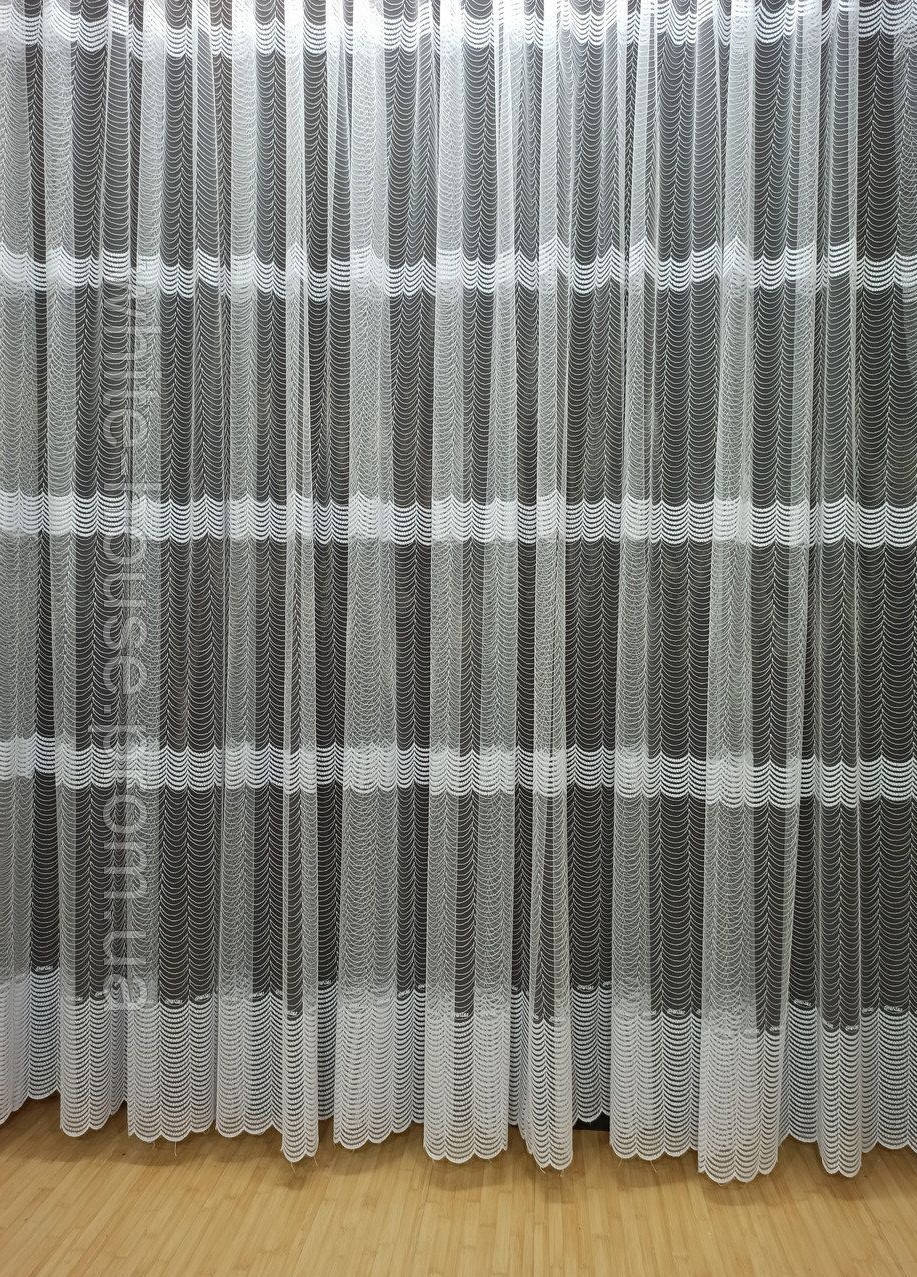 

Тюль белая на фатине с вышывкой, Белый