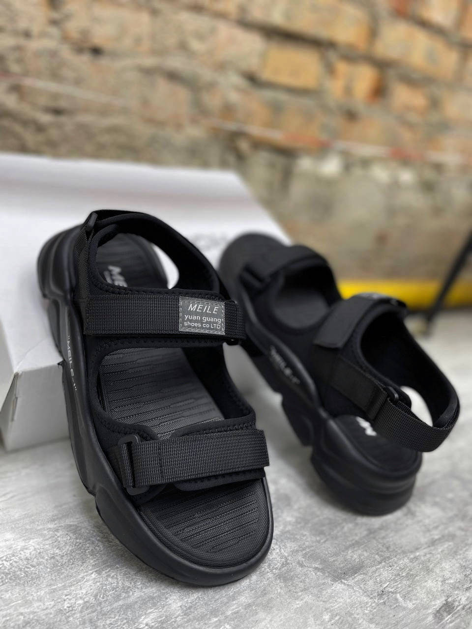 

Мужские сандали босоножки летние спортивные Meile черные Турция. Живое фото, Черный