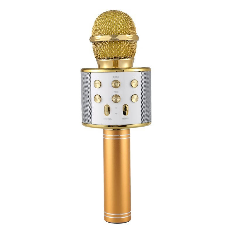 

Беспроводной портативный Bluetooth микрофон-караоке WS 858 6mai Gold