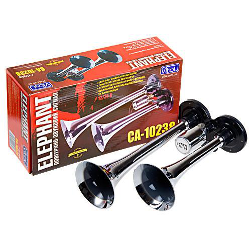 

Сигнал воздушный CA- 10238, Еlephant, CIKADA 2-дудки металл 12V/24V