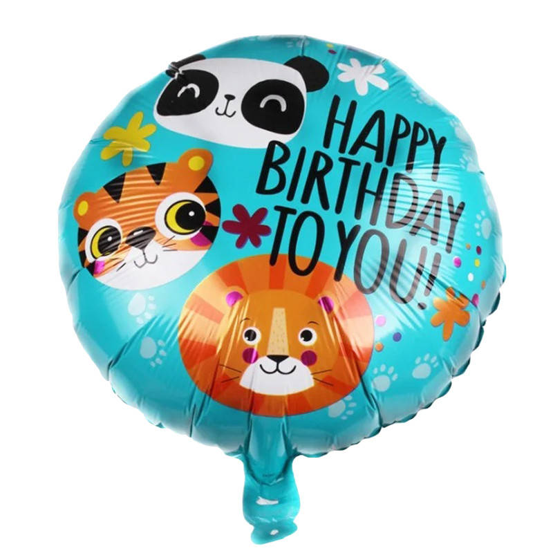 

Фольгированный шар круг Happy Birthday панда тигр лев 18" Китай