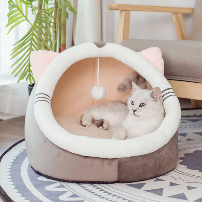 

Лежанка домик с игрушкой для кошек и собак 40 см