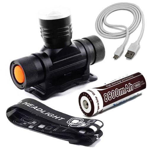 

Фонарь налобный Police BL 5808 T6 c зарядкой USB, Черный