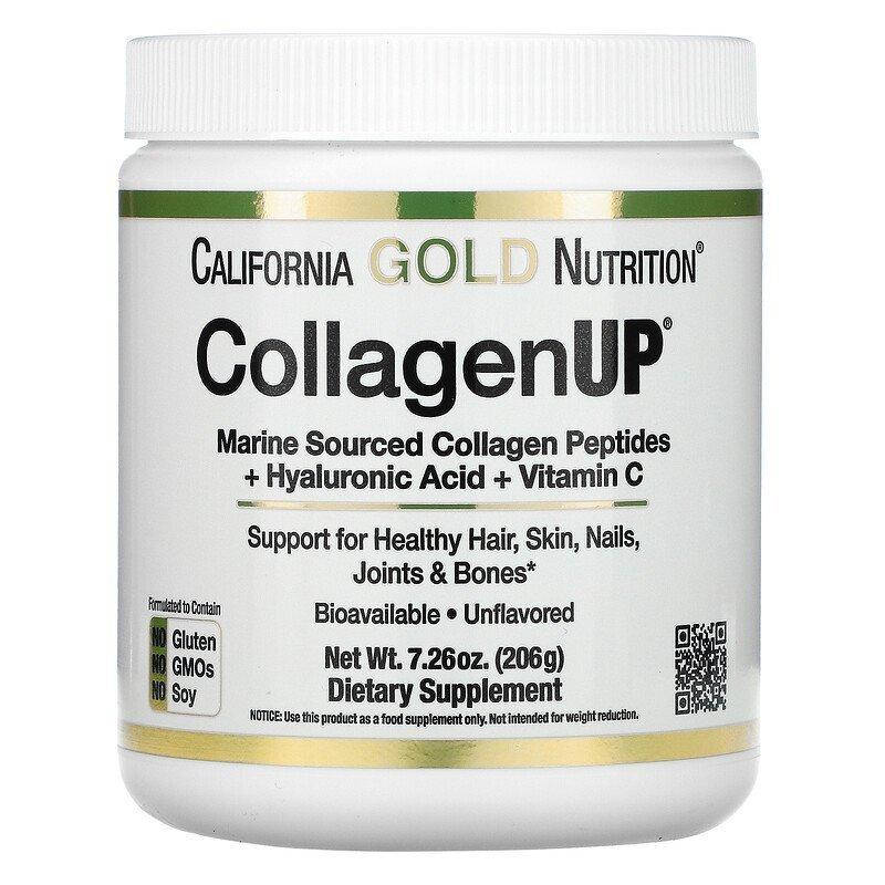 

Морской коллаген с гиалуроновой ксилотой и витамином С California Gold Nutrition Collagen UP, 206 г.