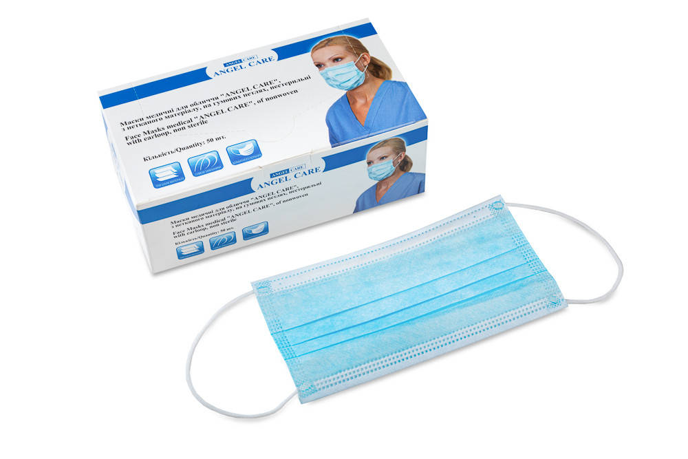 

Одноразовая маска, трехслойная мельтблаун "ANGEL CARE" (50 шт.)