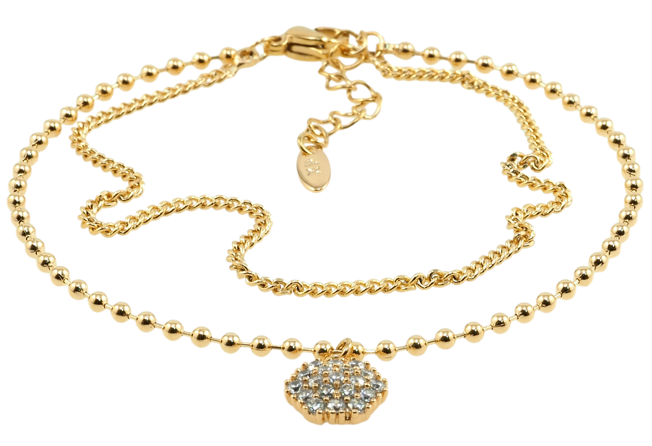 

Браслет Xuping Позолота 18K "Двойная цепочка с подвеской" длина 18-21.5см х 2мм