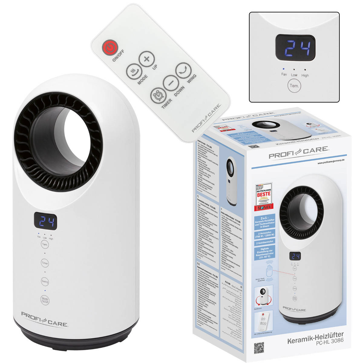 

Обогреватель, керамический тепловентилятор ProfiCare PC-HL 3086 2в1(+на лето, 1500Вт, Германия)