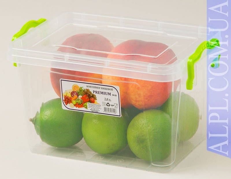 

Контейнер для хранения продуктов с зажимами "Premium" - 2л, глубокий
