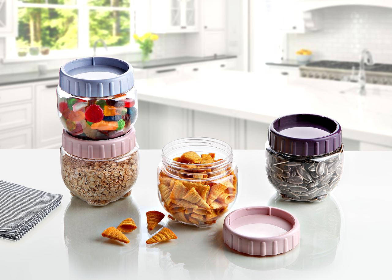 

Банка для сыпучих (8,5 х 9см) ЕMHOUSE Турция 0,55л. EP-950, Разные цвета