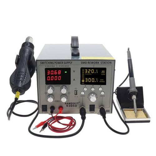 

9305D Паяльная станция 4в1, паяльник + фен + лабораторный блок + USB 4 дисплея HandsKit