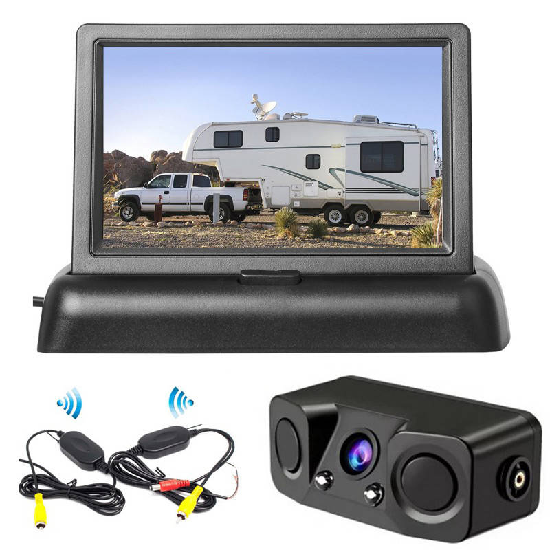 

Беспроводная парковочная система Podofo P0083A1 | Камера заднего вида + парктроник с дисплеем 4,3”, Черный