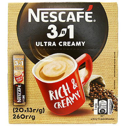 

Кава розчинна Нескафе 3в1 ультра крем Nescafe ultra creamy 20*13g 24пач/ящ (Код : 00-00011792)