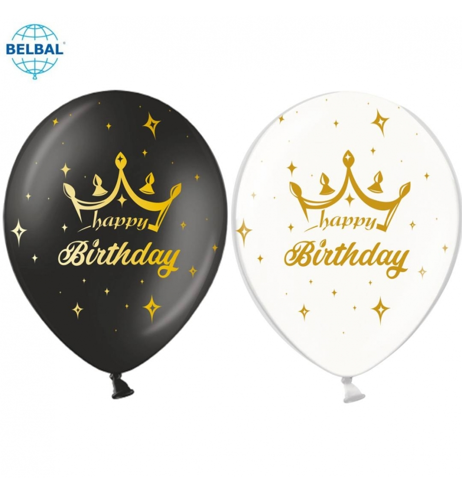

Латексный шарик BELBAL 12"(30 см) Happy Birthday Корона, Разные цвета