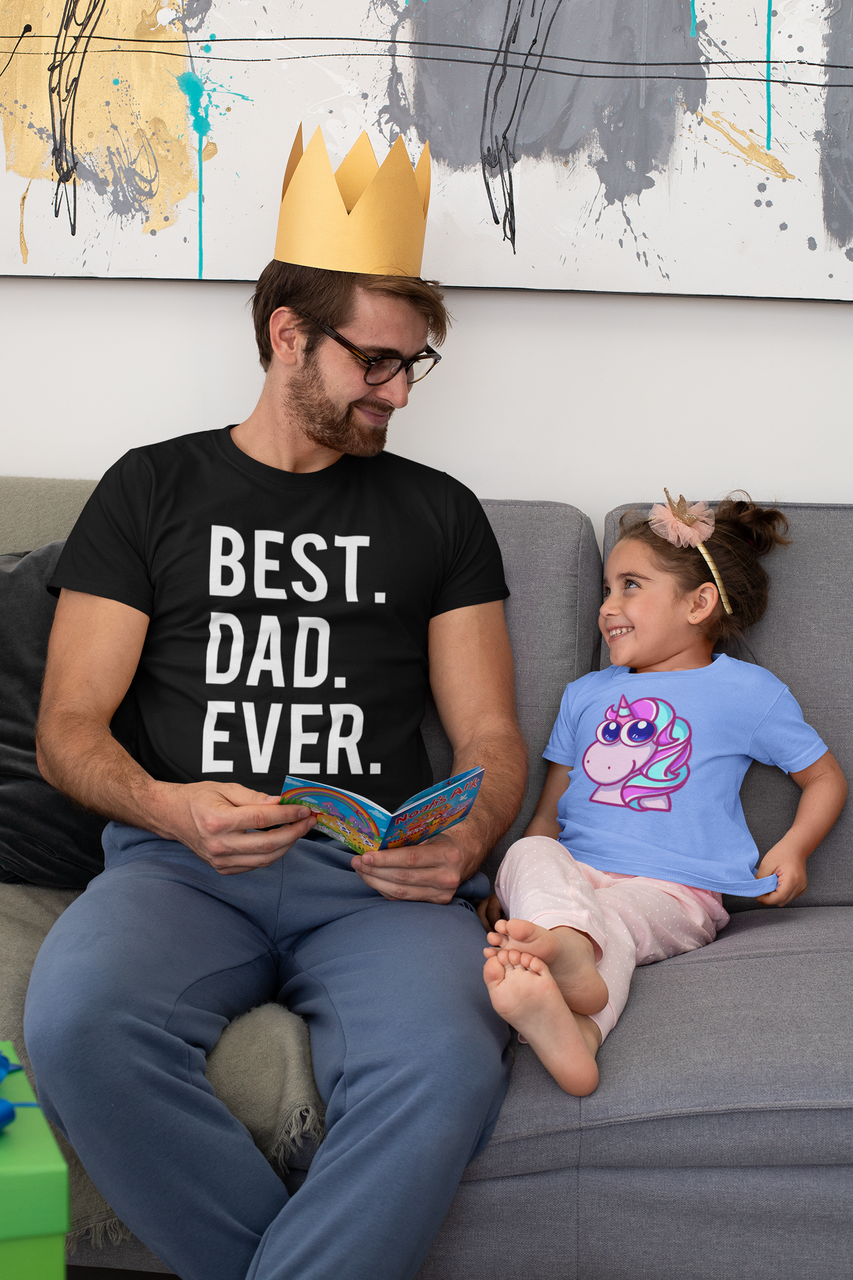 

Мужская футболка папе чёрная Best Dad Ever, Лучший папа в мире