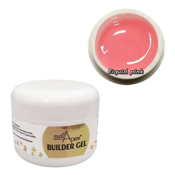 

Nailapex Liquid Pink Builder Gel - моделирующий гель без опила нежный розовый, 50 мл