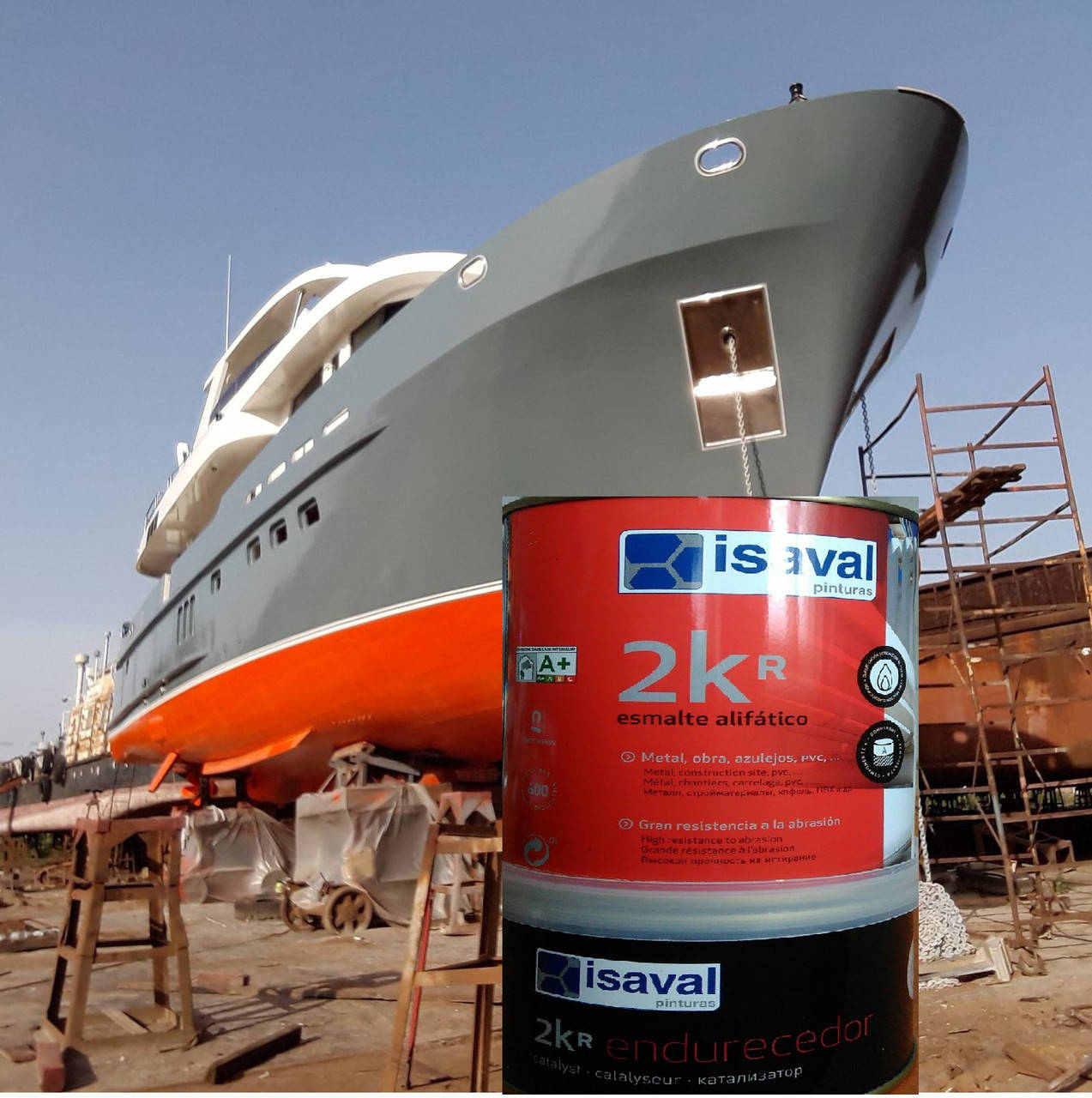 

Краска для лодок яхт и катеров полиуретановая двухкомпонентная 2КР ISAVAL