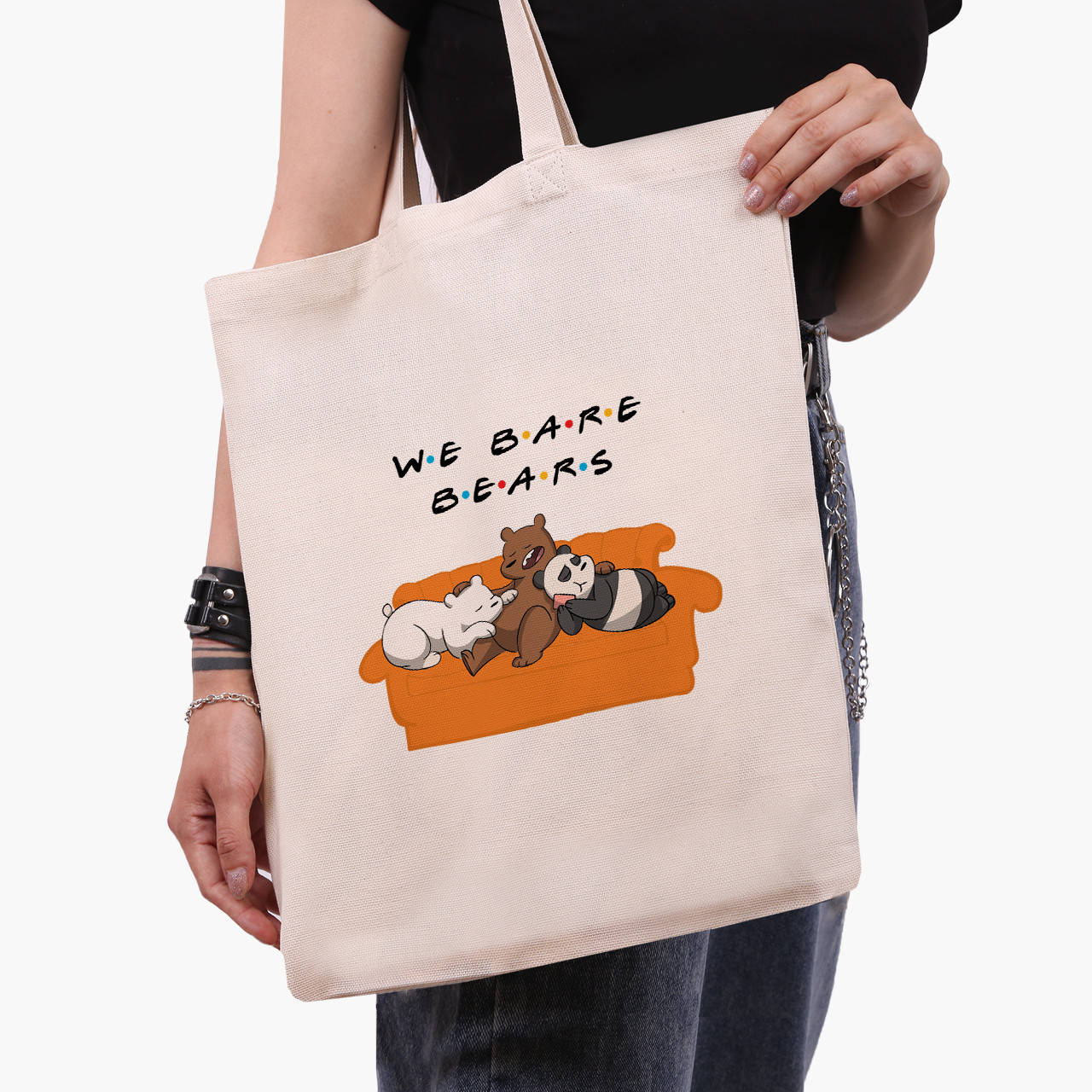 

Эко сумка Вся правда о медведях (We Bare Bears) (9227-2890) бежева классическая, Белый