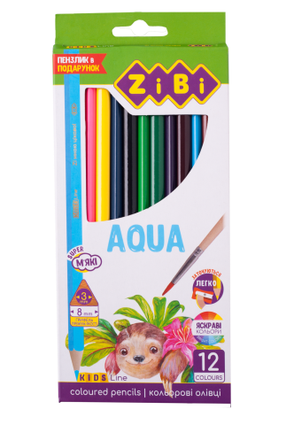 

Олівці кольорові акварельні AQUA, 12 шт., KIDS LINE