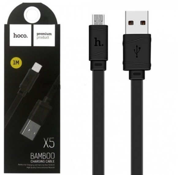 

Кабель для зарядки телефона MicroUSB Android Hoco X5 Bamboo 100см Черный