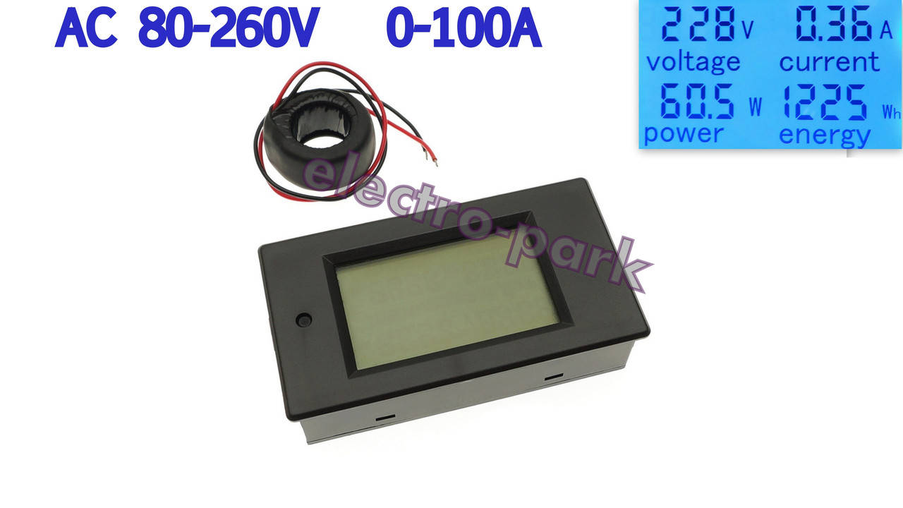 

Ваттметр переменного тока PZEM-061 (80-260В;100А)