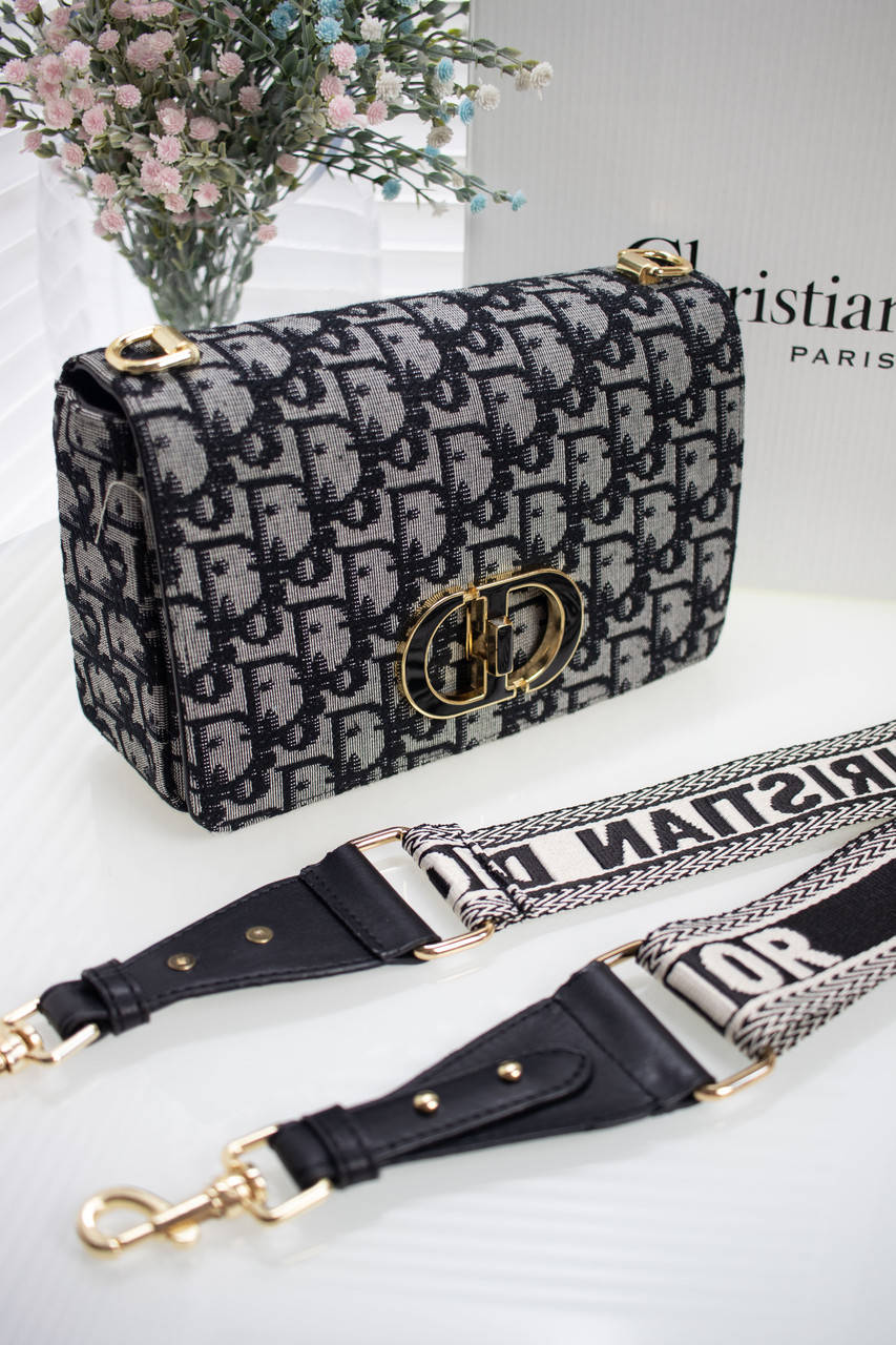 

Женская сумка Диор черная ЛЮКС качество с широким ремешком, Черный