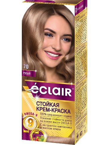 

Стойкая крем-краска для волос "ECLAIR" OMEGA-9 70 Русый