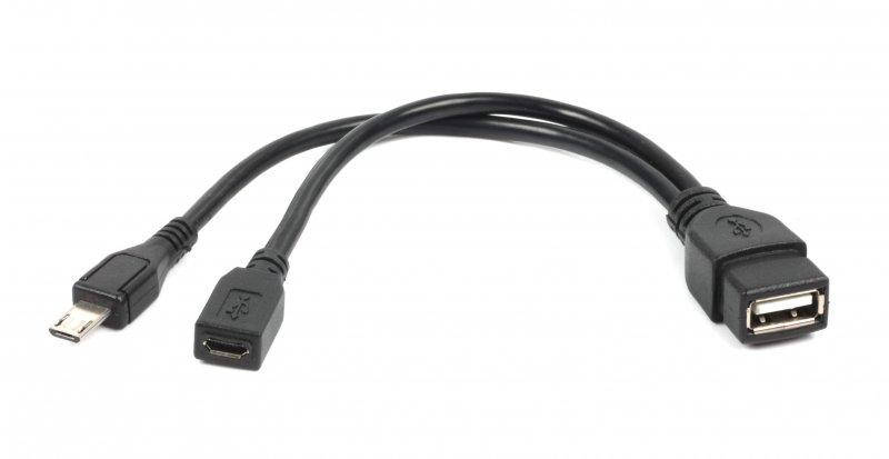 

Переходник Cablexpert A-OTG-AFBM-04 с Micro USBпапа на USB2.0 мама + Micro мама (Micro OTG, каб.)