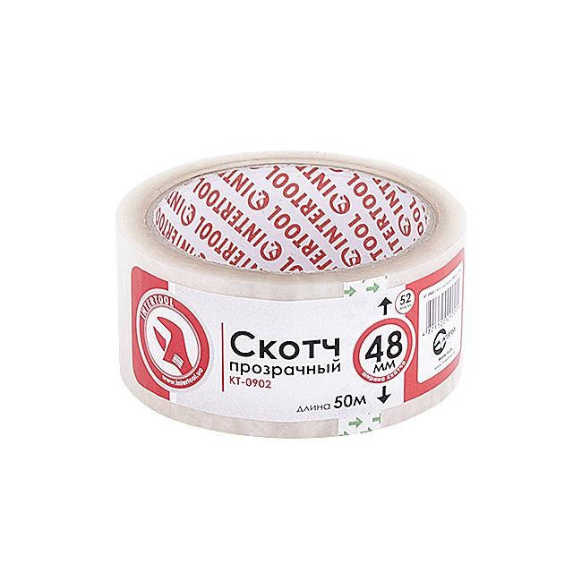 

Скотч прозрачный 48мм*50м*52мкм INTERTOOL KT-0902