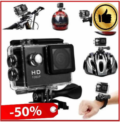 

Экшн камера A7 Sport FullHD, Аквабокс, крепление на руль,шлем,защита gopro, Черный