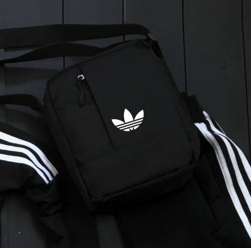 

Мужская Сумка/борсетка через плечо из ткани адидас/Adidas, Черный
