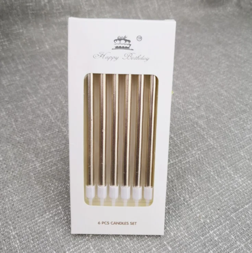 

Свечи в торт перламутр розовое золото в коробке, 6 штук
