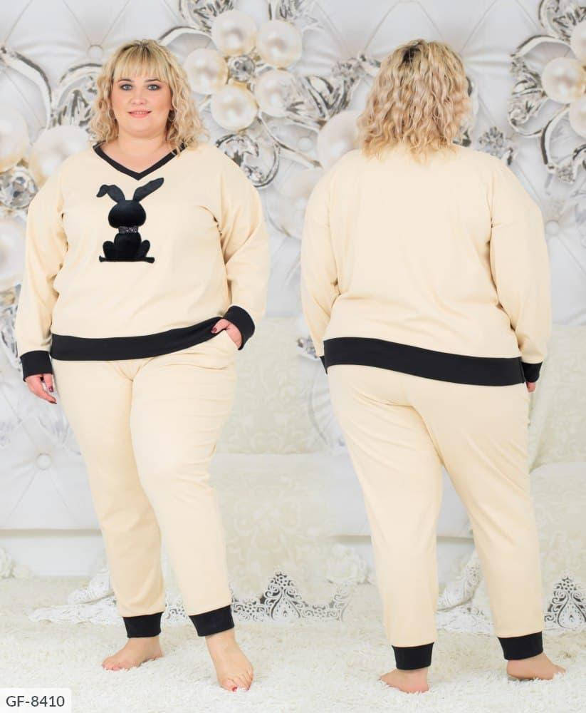 

Трикотажная женская тёплая пижама с начёсом, большой размер