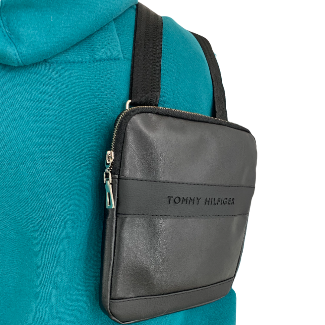 

Мужская сумка Tommy Hilfiger, Черная, Качественная PU кожа, Черный