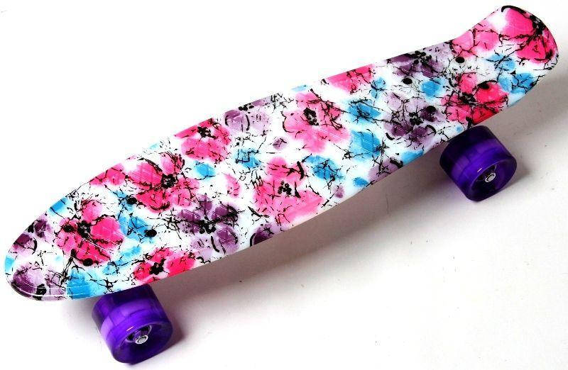 

Пенни борд, Penny Board "Маки" Светящиеся колеса, Красный