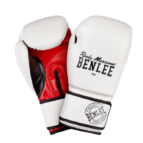 

Перчатки боксерские 10 унций (283 г.) кожзам Benlee CARLOS 10oz PU бело-черно-красные на липучке, Белый
