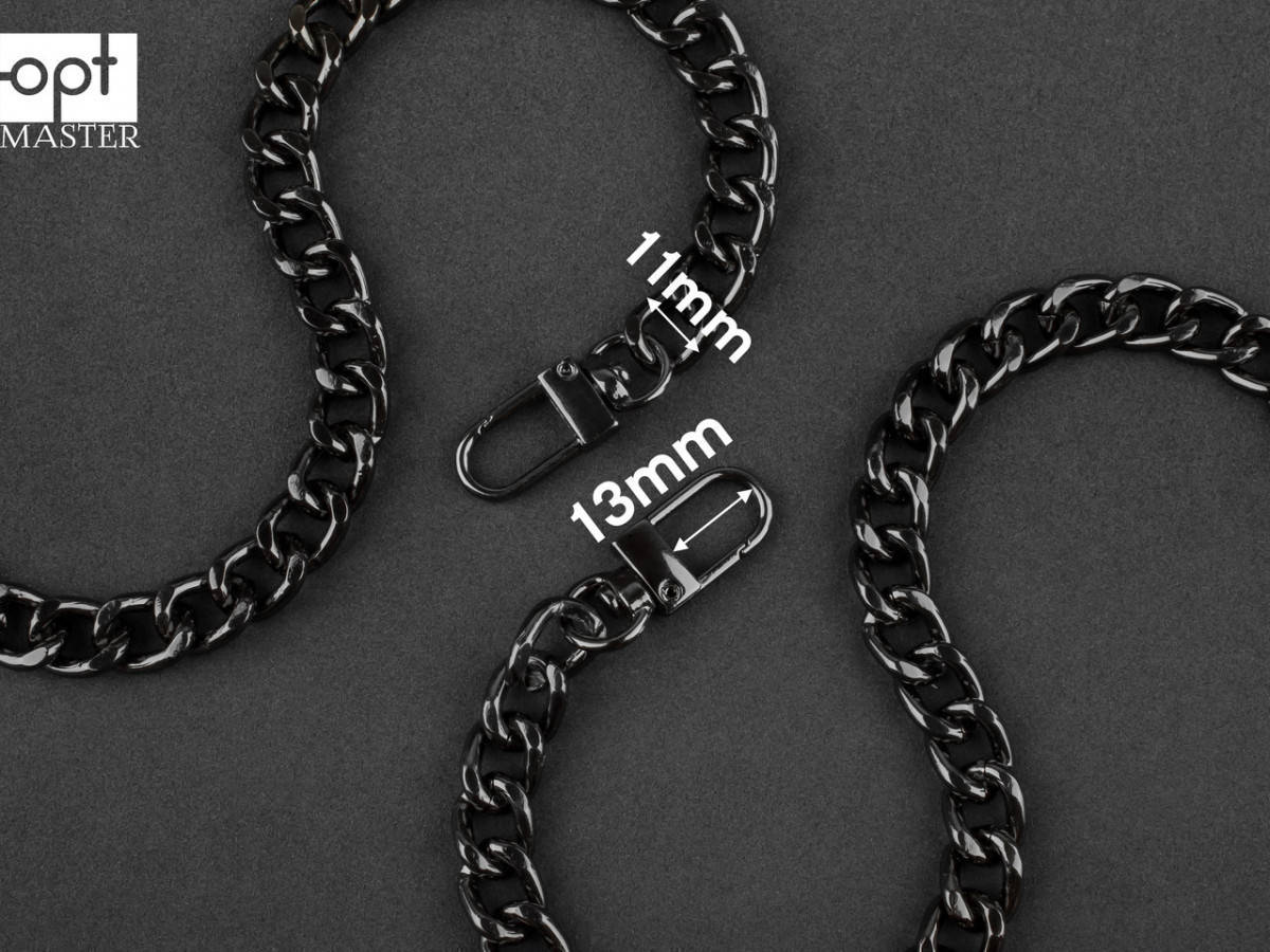 

Цепочка (ручка) для сумки клатча с карабином 65-276 тёмный никель, 120 см