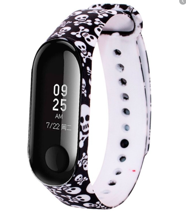

Ремешок к браслету фитнес-трекеру Mi Band 5 силикон принт череп
