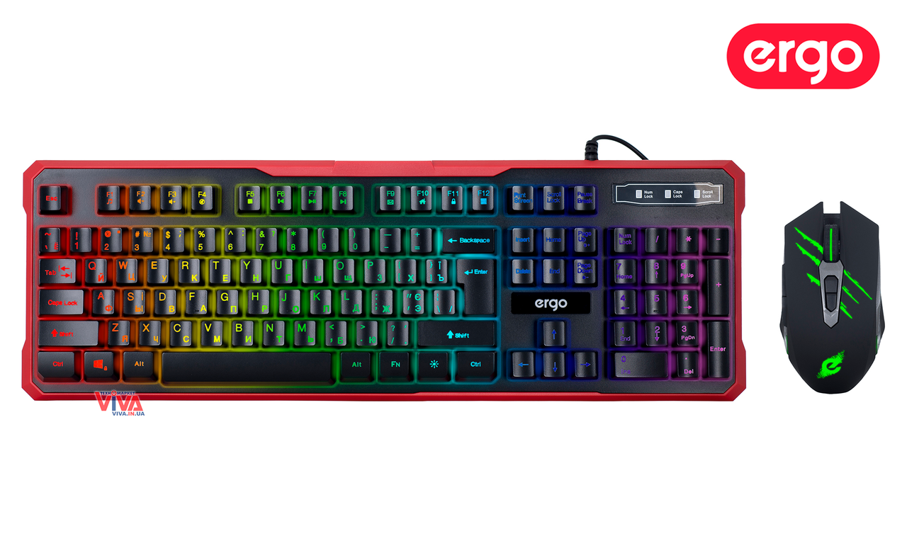 

Клавиатура + Мышь ERGO MK-580 (игровой комплект с подсветкой), Черный