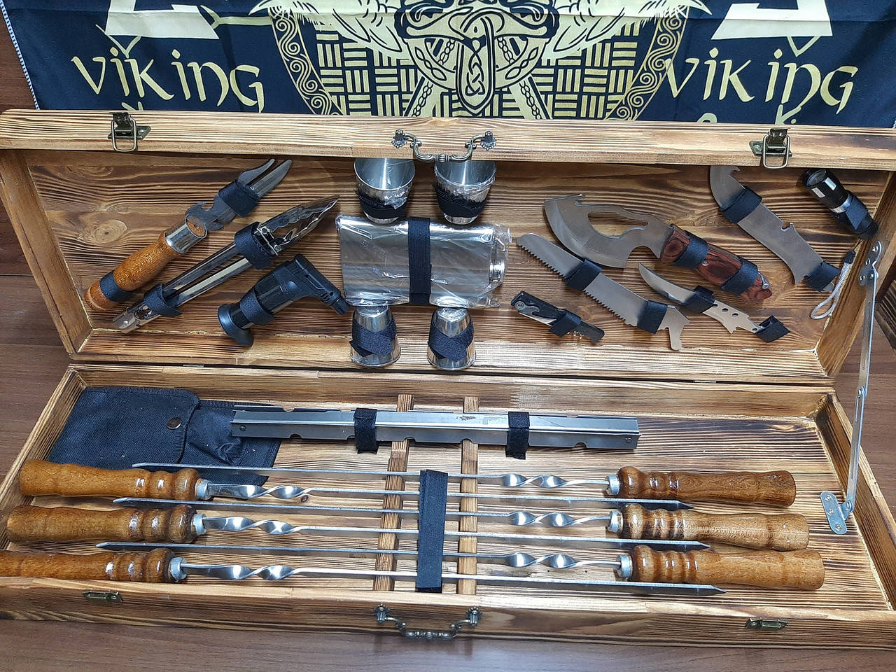 

Шашлычный набор для пикника в деревянном кейсе Д-3