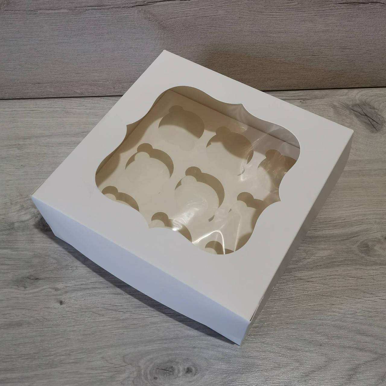 

Коробка для кексов 9 шт Белая с окном, Белый