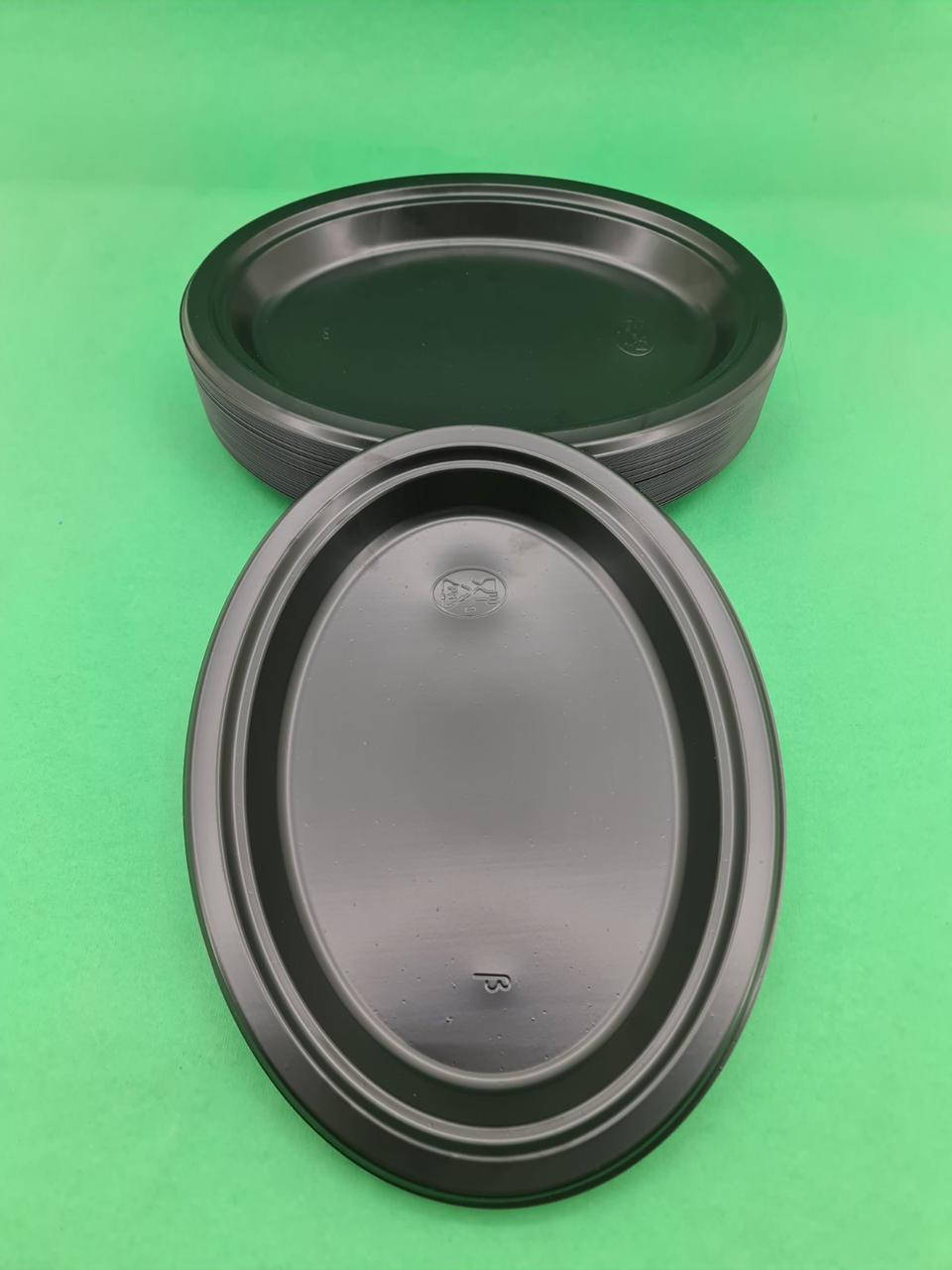 

Одноразовая посуда тарелка овальная черная 260мм, 50 шт\пач, Черный