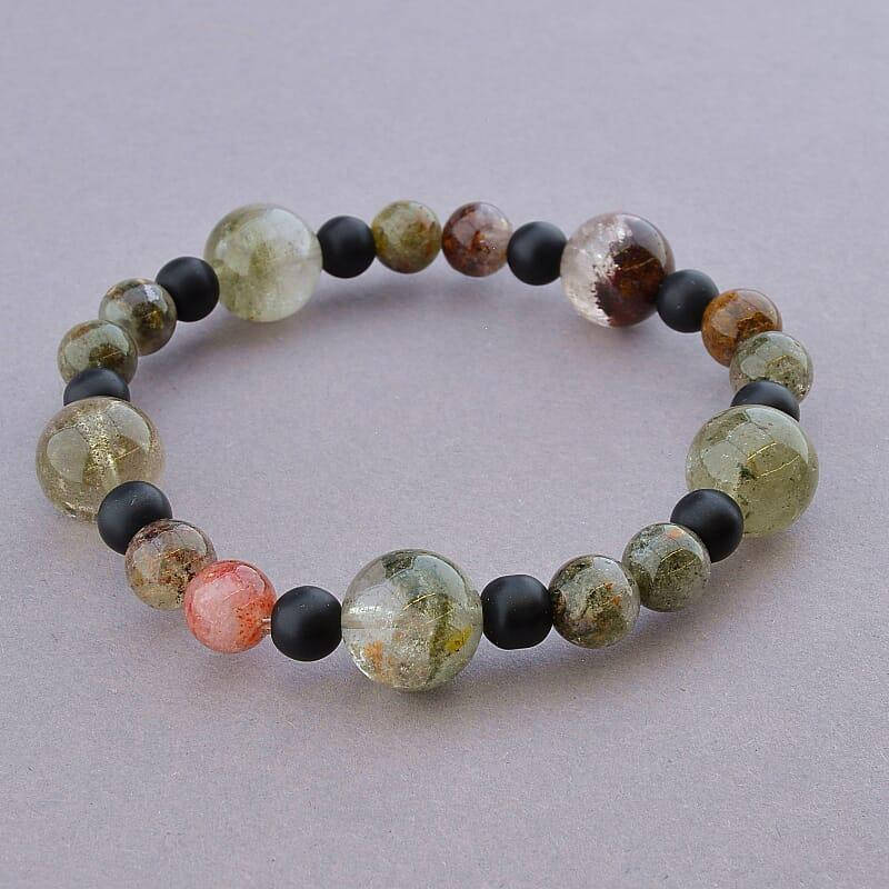 

Браслет Фантомный кварц, Шунгит натуральный, длина 18 см.