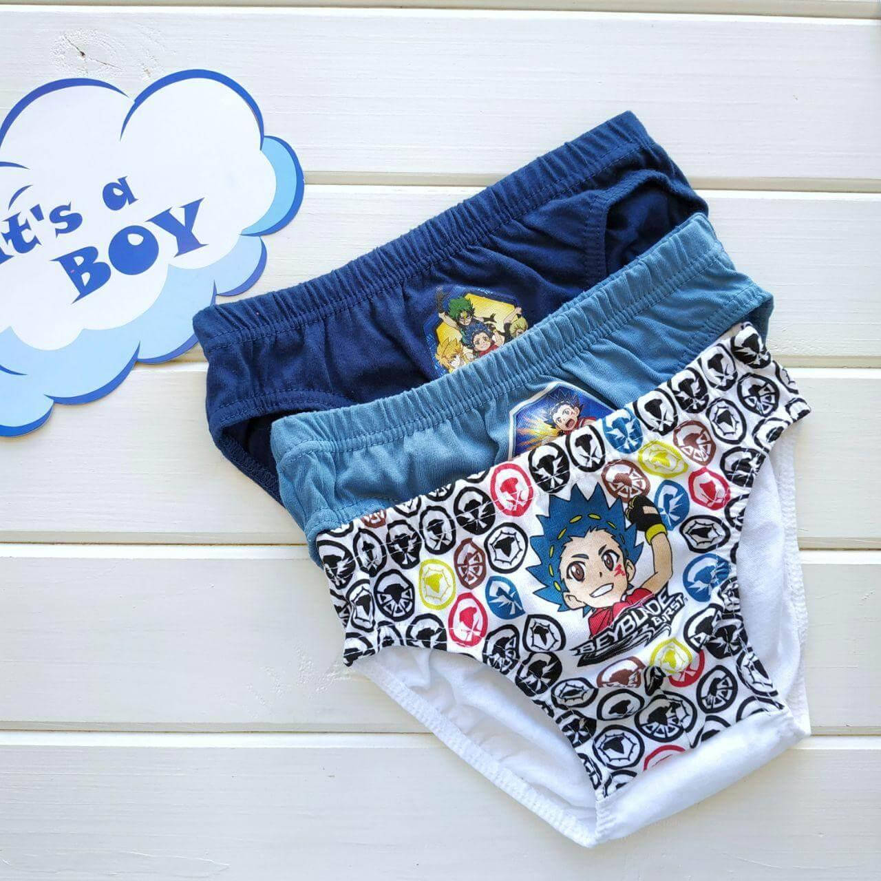 

Трусики детские для мальчика (в наборе 3 шт) "Бейблейд" в размере 2-8 лет