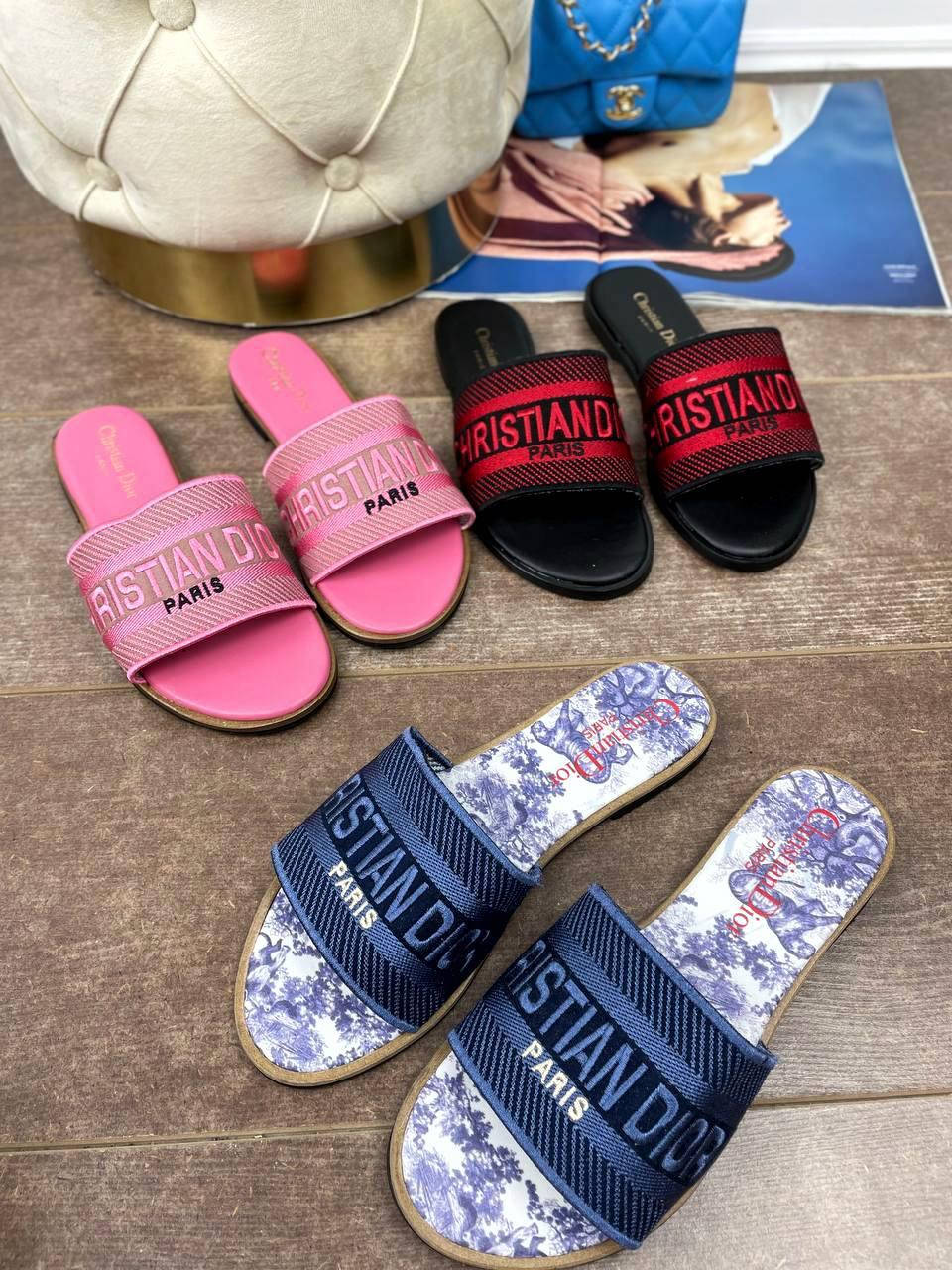 

Шлёпки Диор текстиль