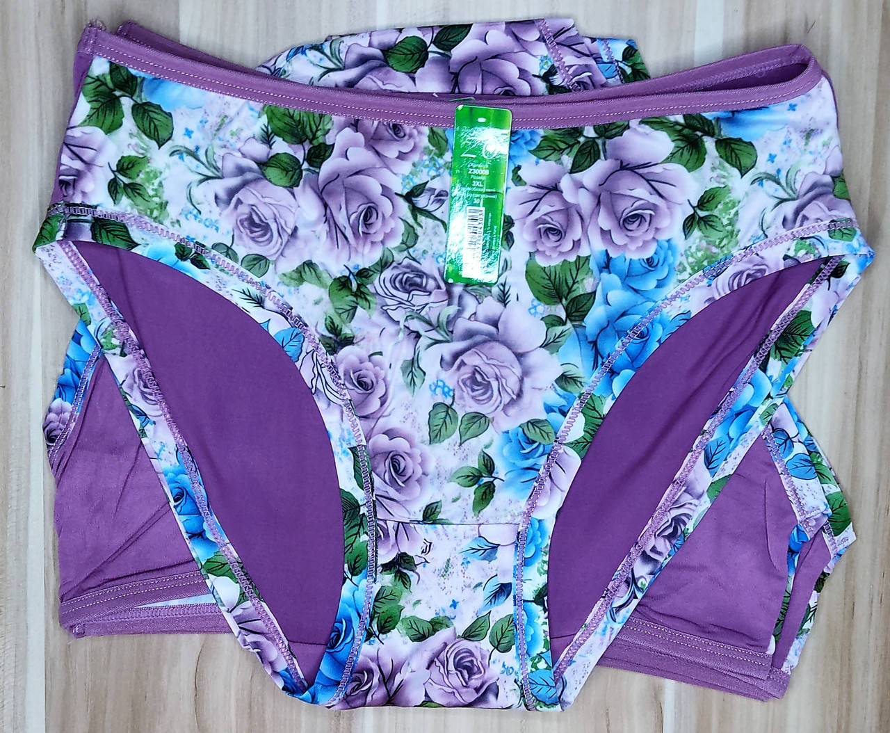 

Труси жіночі. Бамбук."Bamboo with rose print". Набір 6 шт. Один розмір. 5XL -34 см напівобхват по резинці;, Пильна троянда, Разные цвета