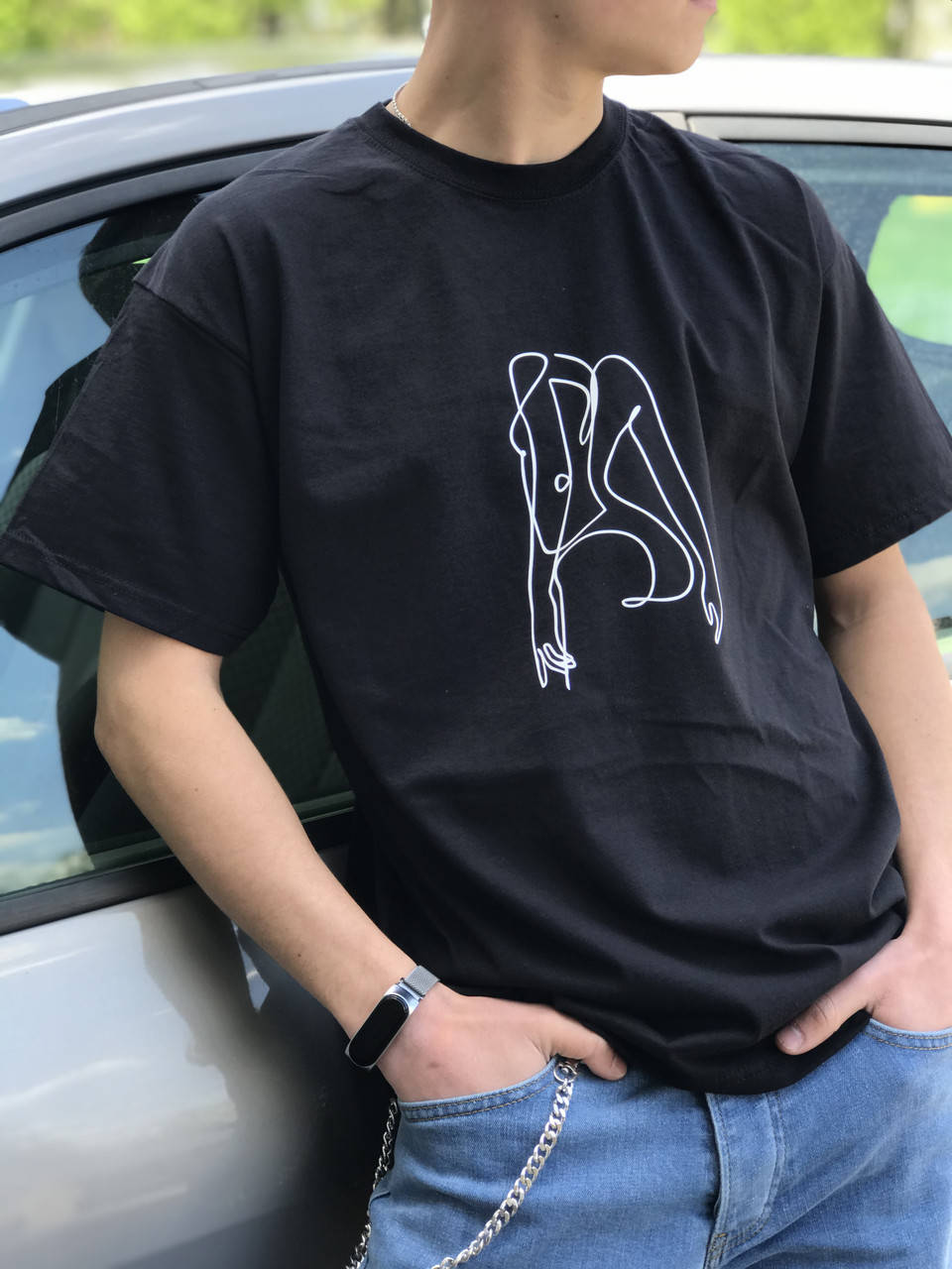 

Мужская футболка Oversize с Арт принтом силуэта.