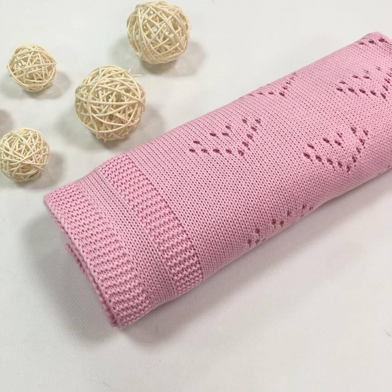 

Плед вязанный Валентинка ярко-розовый цвет 95*75 см (90% хлопок, 10% акрил), Бежевый